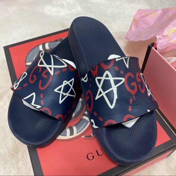 gucci ghost print slides